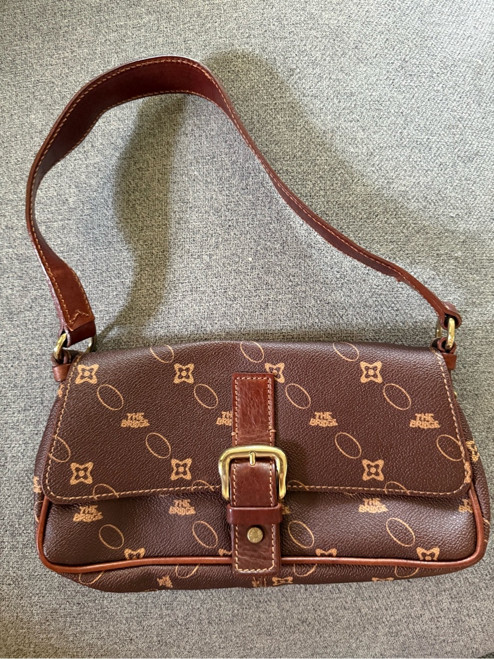 The Bridge Leather Shoulder Bag with Gold Buckle
